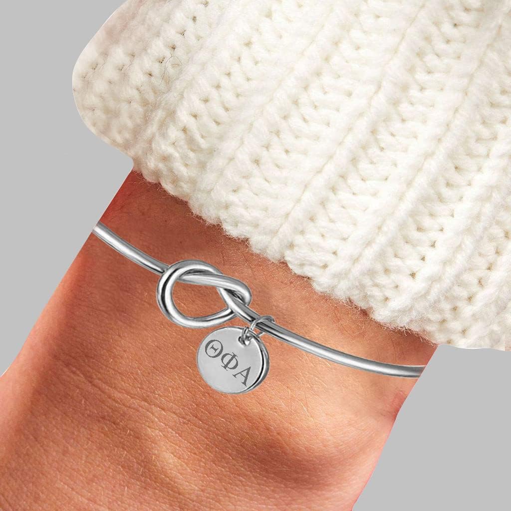 Theta Phi Alpha Sorority Love Knot Cuff Bangle Bracelet Stainless Steel
