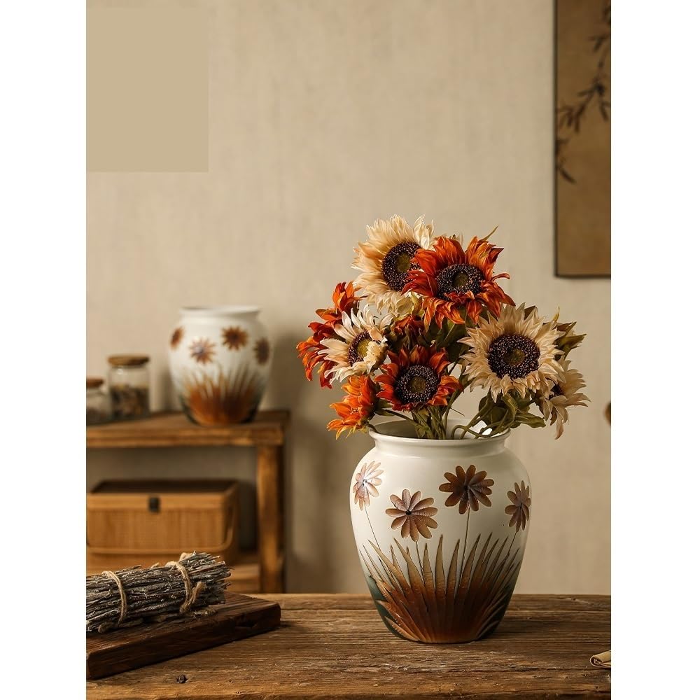 Pot de Fleur Pot de Fleurs Vintage en poterie Fait Main, 22 x 26 cm Pots de Plantes en céramique