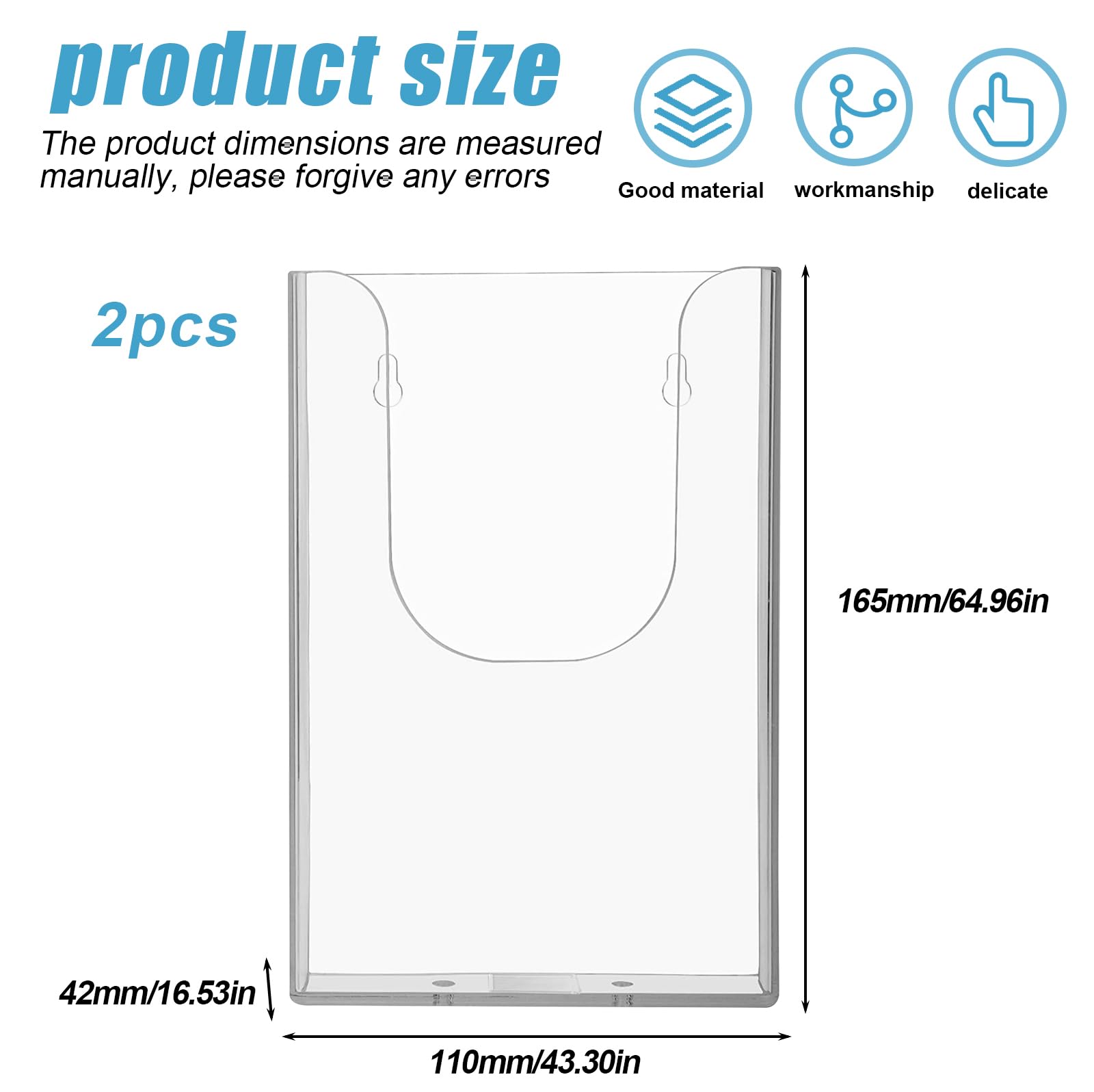 2 Soportes para Folletos de Pared A6: Soporte de Plástico Transparente para Colgar Revistas, Menús y Documentos