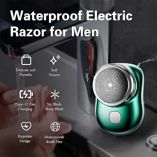 Miniatura 2 de KCRPM Nueva y potente máquina de afeitar de tormentas, mini afeitadora eléctrica portátil, afeitadora eléctrica recargable con USB para hombre,