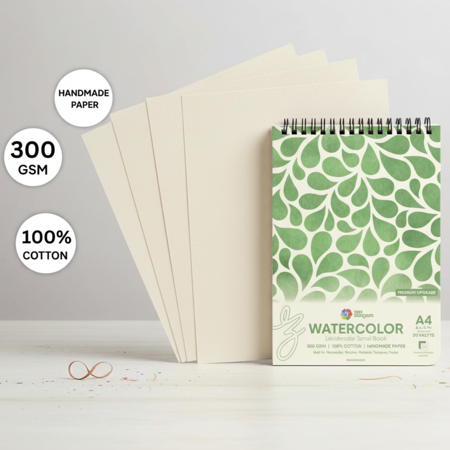 Zen Sangam A4 Spiral Watercolor Book | 300 GSM 100% Cotton | Handmade Papers | Size (29.7x21cm) | Landscape | 20 Sheets (40 Pages) for Beginners and Self Taught Artists - Calligraphy Sketchbook — Amazon image 3