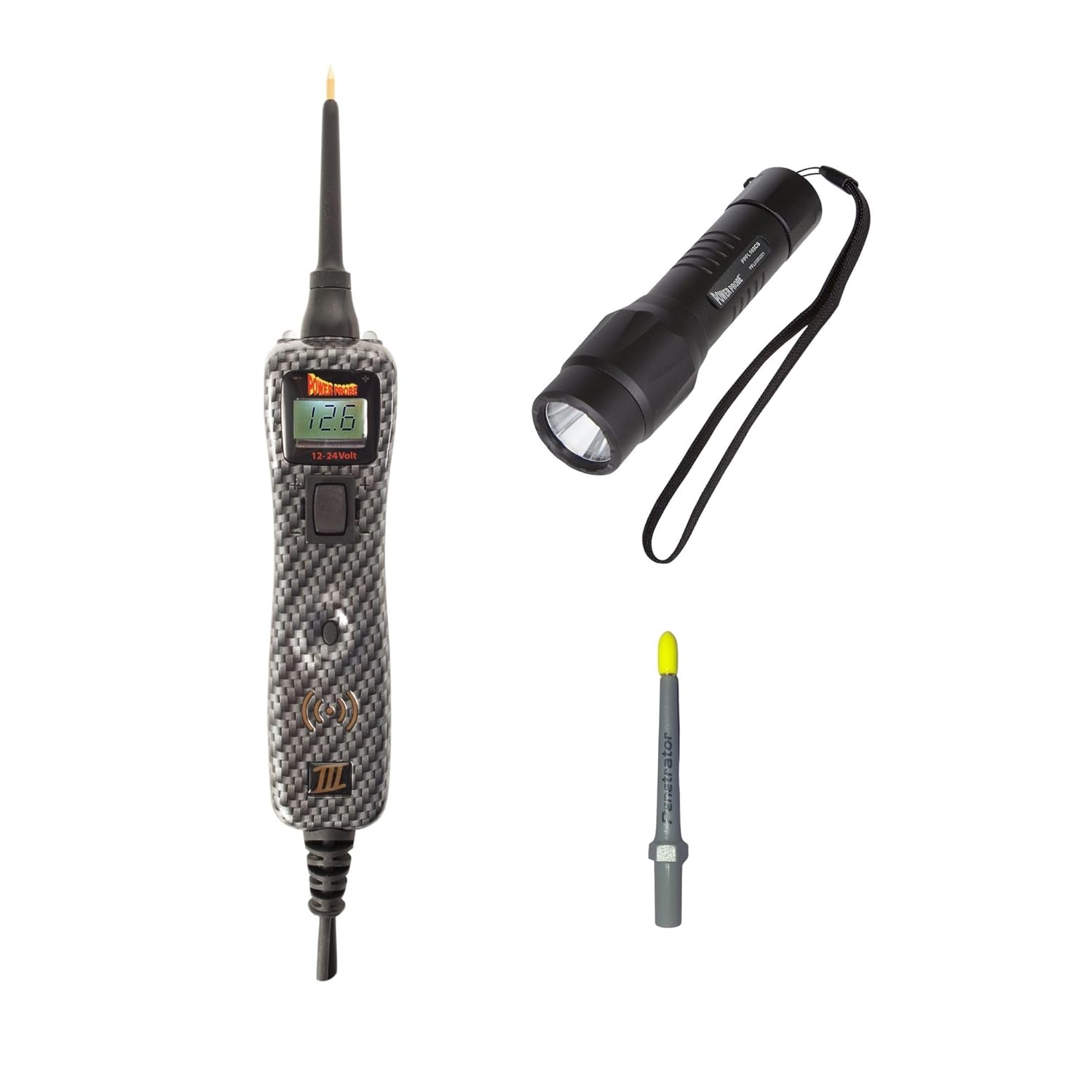 Power Probe Kit de prueba eléctrica con Power Probe 3, punta penetradora de tungsteno y linterna impermeable de 800 lúmenes