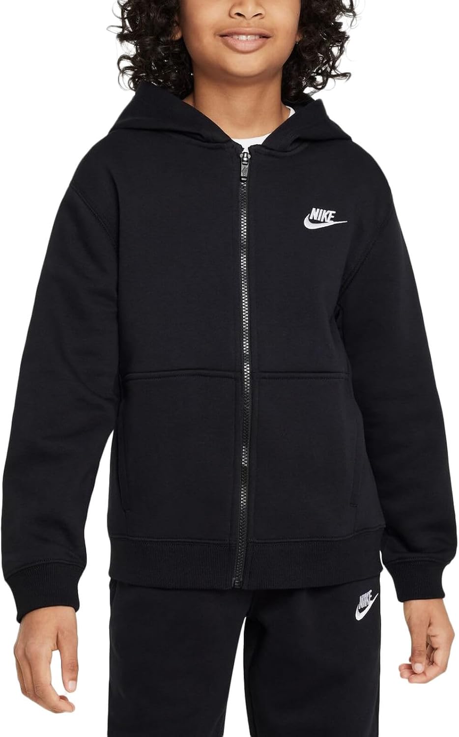 Nike Sportswear Club Fleece Big Kids' Tracksuit (FD3114-010, Black/White) Size Medium