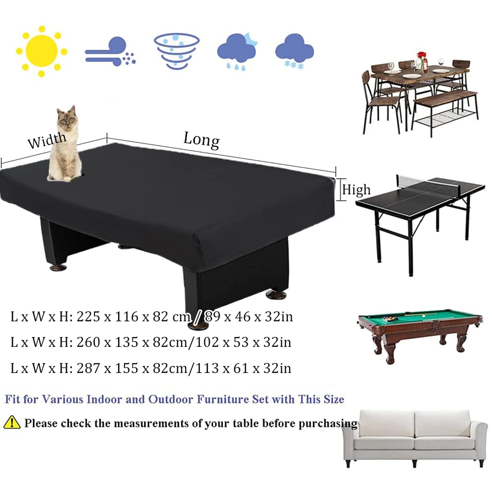 Billardtisch Abdeckung 9ft - Wasserdicht 210D Oxford Plane Für Snookertisch