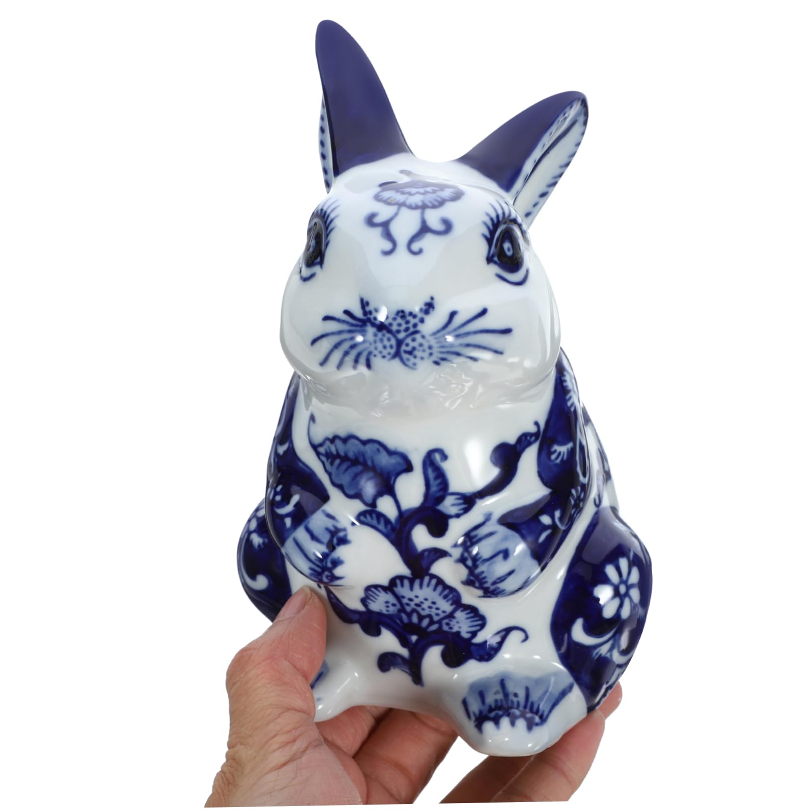 VALICLUD Sculpture de Lapin en Céramique Bleu Pâle pour Décoration Intérieure Élégante, Ornement Animalier Adorable pour Salon et Décoration de Table