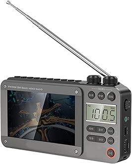 High-End Video Plug-in Bluetooth Pocket Tv, Tv Radio Portable, New Multifunctional Radio Can Play Video, Pocket Tv, High-End Video Plug-in Bluetooth Pocket Full Band Video Radio (Gray)