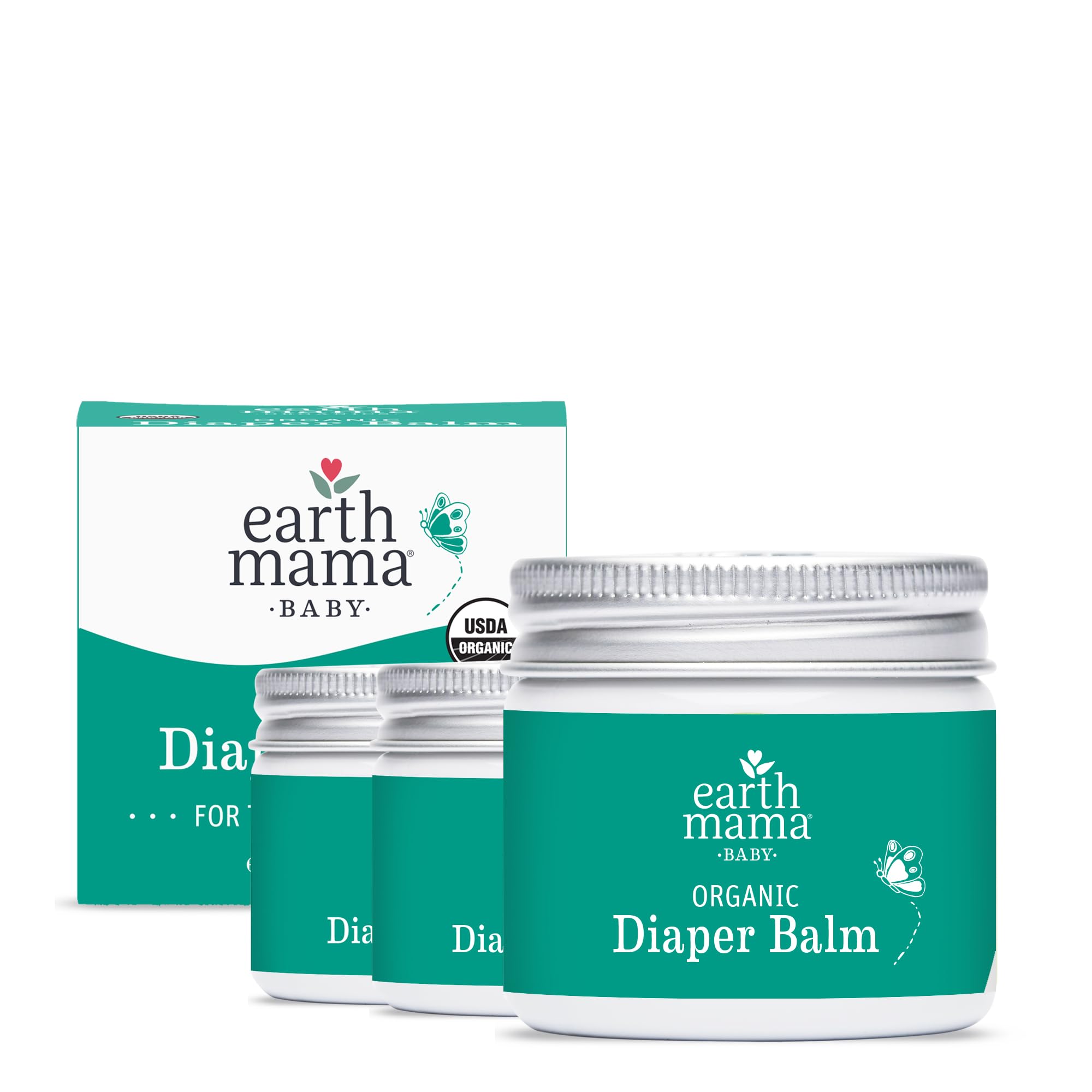 Organic Diaper Balm by Earth Mama | Safe Calendula Cream to Soothe and Protect Sensitive Skin, Non-GMO Project Verified, 2-Fluid Ounce (3-Pack)USDA OrganicEWG Verified