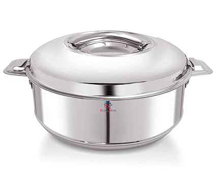 Heart Home Insulated Hot Pot Stainless Steel Casserole with Steel Lid, 20000ml, (Silver)