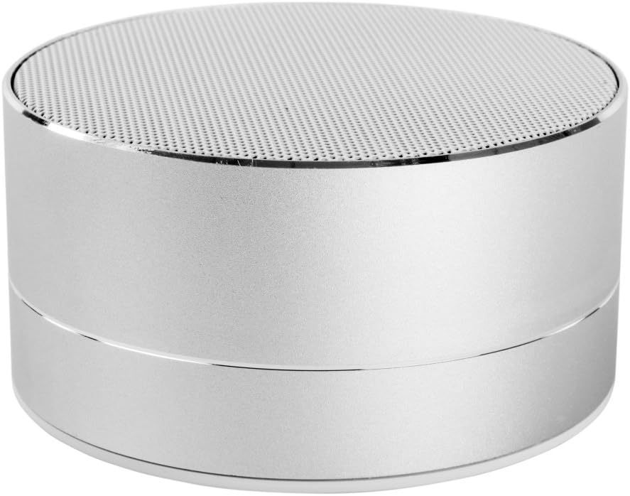 Akai DYNMX Bluetooth Wireless Cylinder Speaker with Built-In Rechargeable Battery, Microphone, USB, 3 W Speaker, Playback Via TF Card, 3.5 Hours Playtime, Stylish Aluminium Finish, Silver