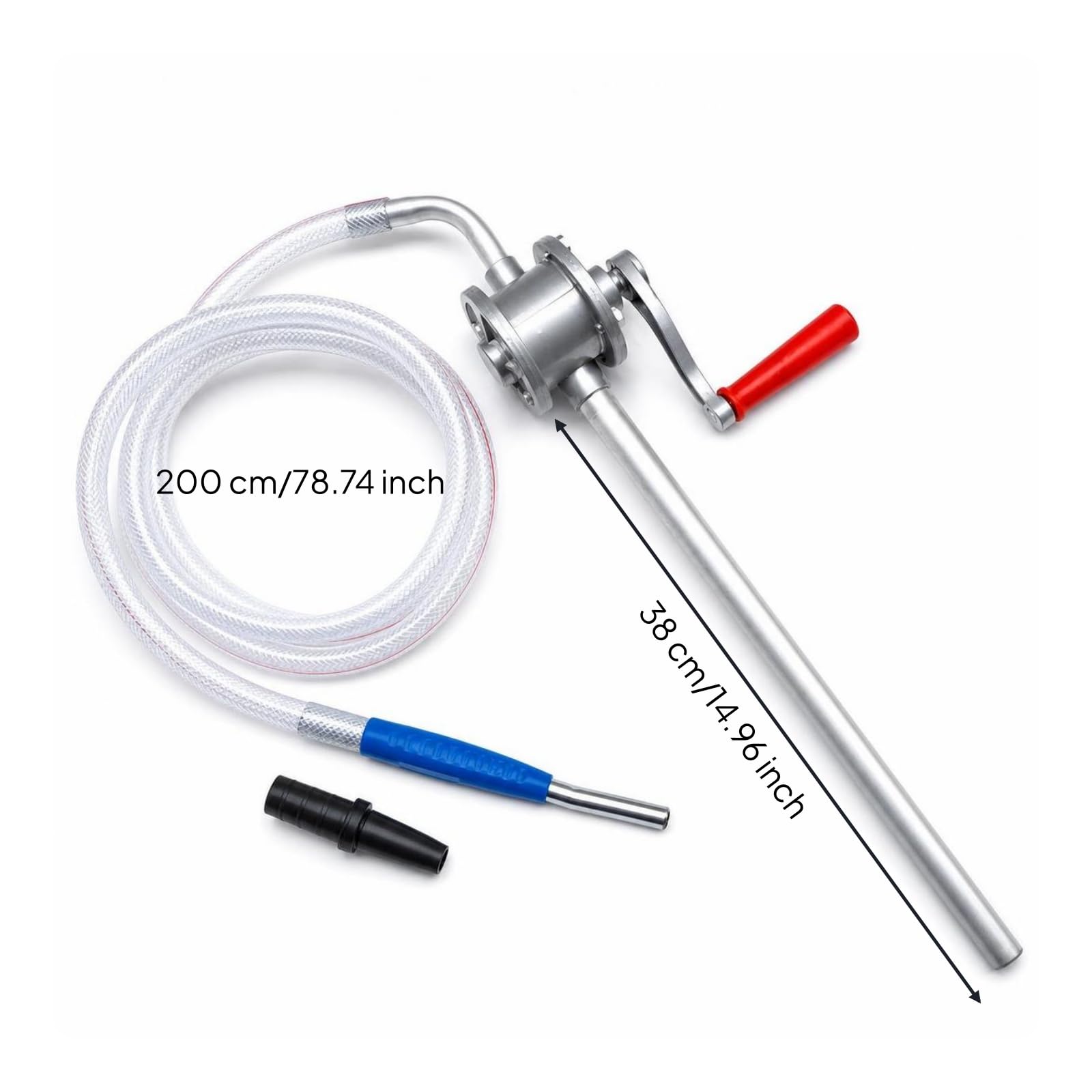 Pompa Manuale Trasferimento Olio Pompa a Mano Estrattore Liquidi Sifone Pompa Rotativa con Manico a Manovella Flusso, Tubo Di Aspirazione 38 Cm - Tubo Flessibile 2 M, style to 1