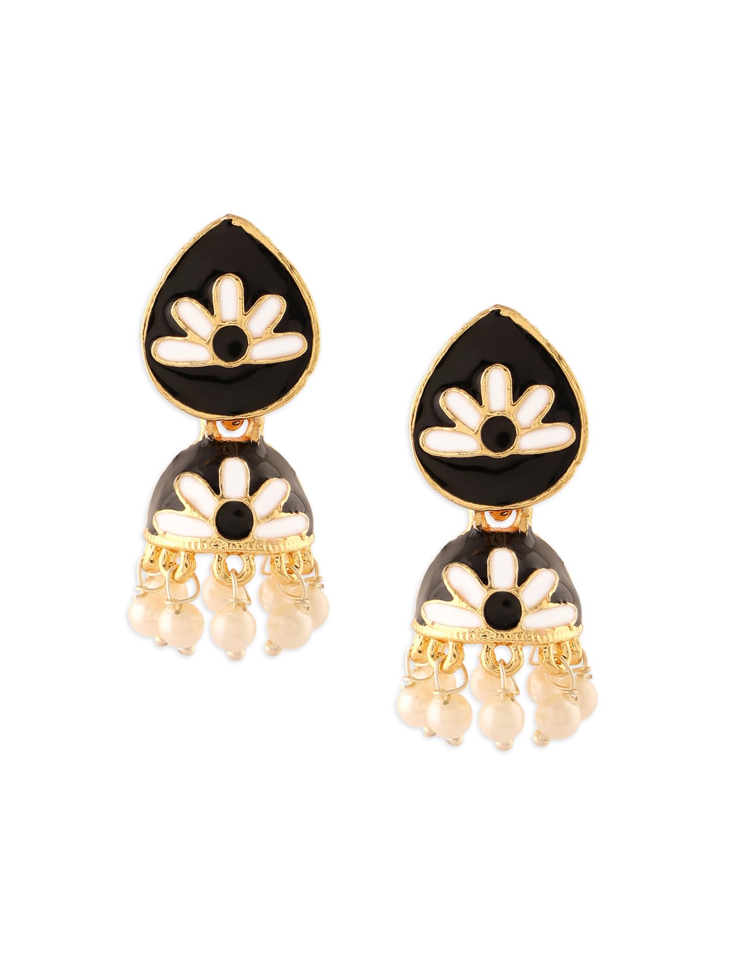 Zaveri Pearls Black & White Meenakari Flowers Traditional Jhumki Earring For Women-ZPFK17229 (B0CWP1ZWW7) Amazon Price History, Amazon Price Tracker