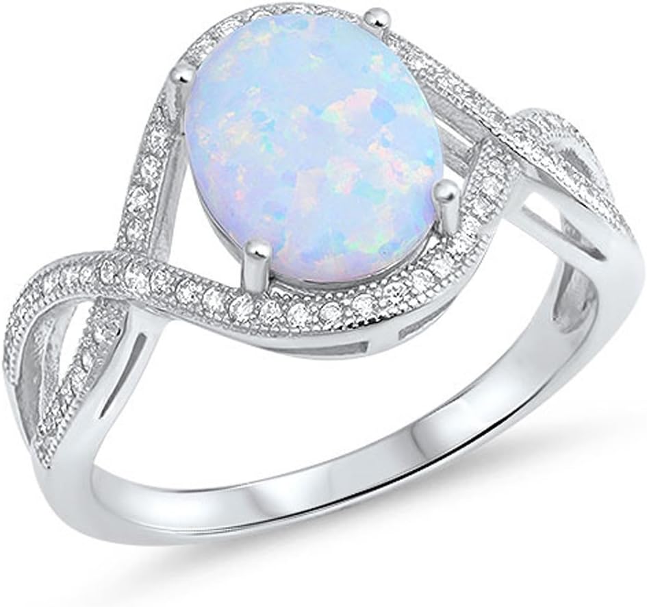 CHOOSE YOUR COLOR Sterling Silver Oval Infinity Ring
