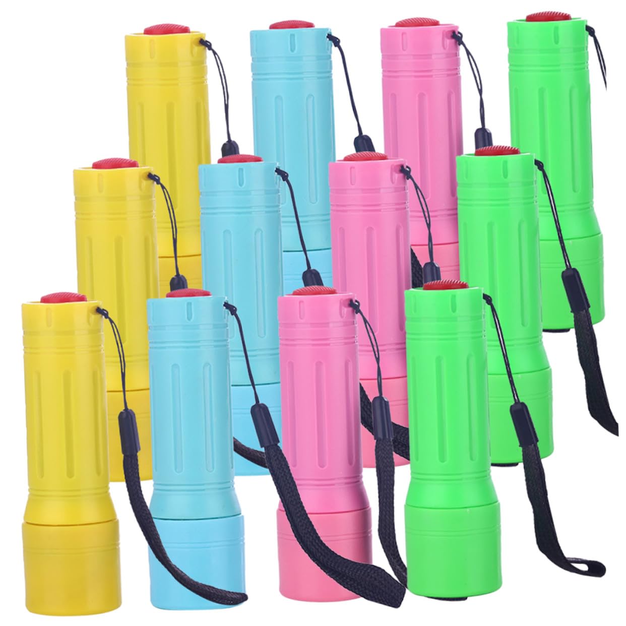 Linterna LED de Mano Mini Linterna para Camping Multicolor Compacta 12 Piezas sin Pilas Cuerda Colgante para Excursiones Uso Doméstico y Actividades al Aire Libre Color Aleatorio