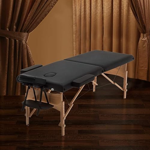 Miniatura 2 de Mesa de masaje, 2 camas de masaje dobladas 73 pulgadas de largo 28 pulgadas de ancho, cama de pestañas portátil de masaje, altura ajustable, salón