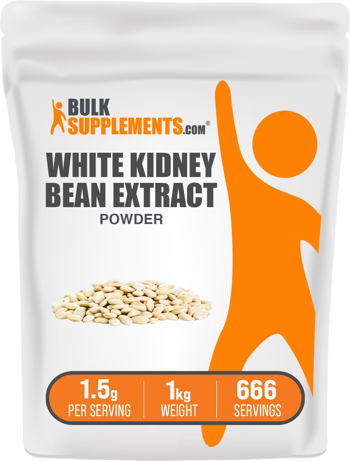 BulkSupplements.com White Kidney Bean Extract Powder - White Kidney Bean Powder - Herbal Supplement - Gluten Free, 1.5g per Serving, 1kg (2.2 lbs) (Pack of 1)