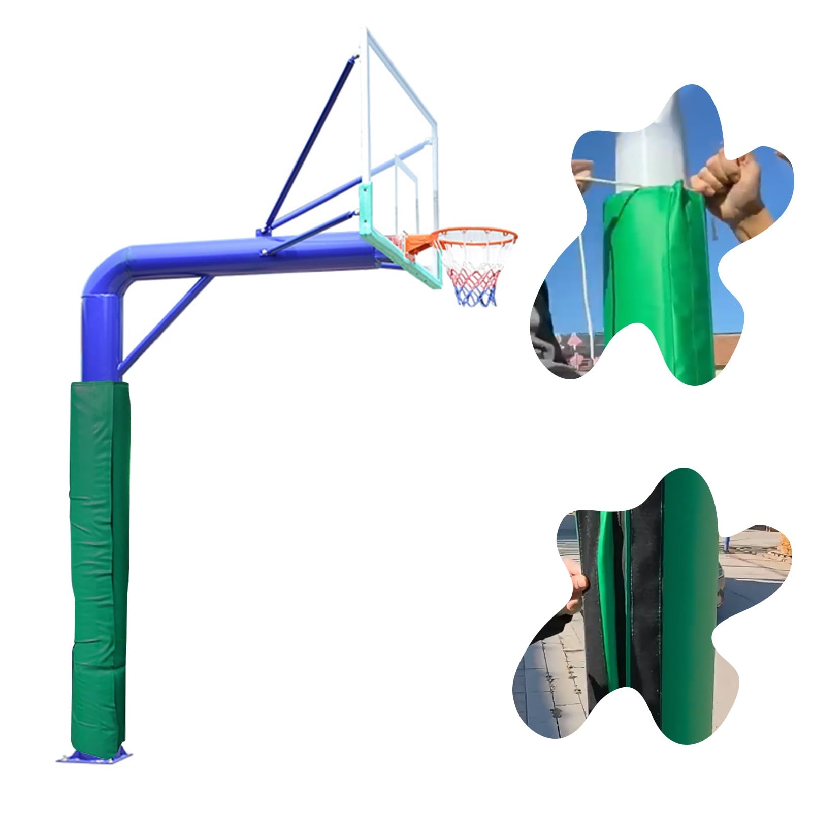 Rembourrage pour bâtons de basket-ball d'extérieur avec fermeture éclair, protection réglable pour la sécurité par tous les temps sur les buts, mâts de drapeau et balançoires