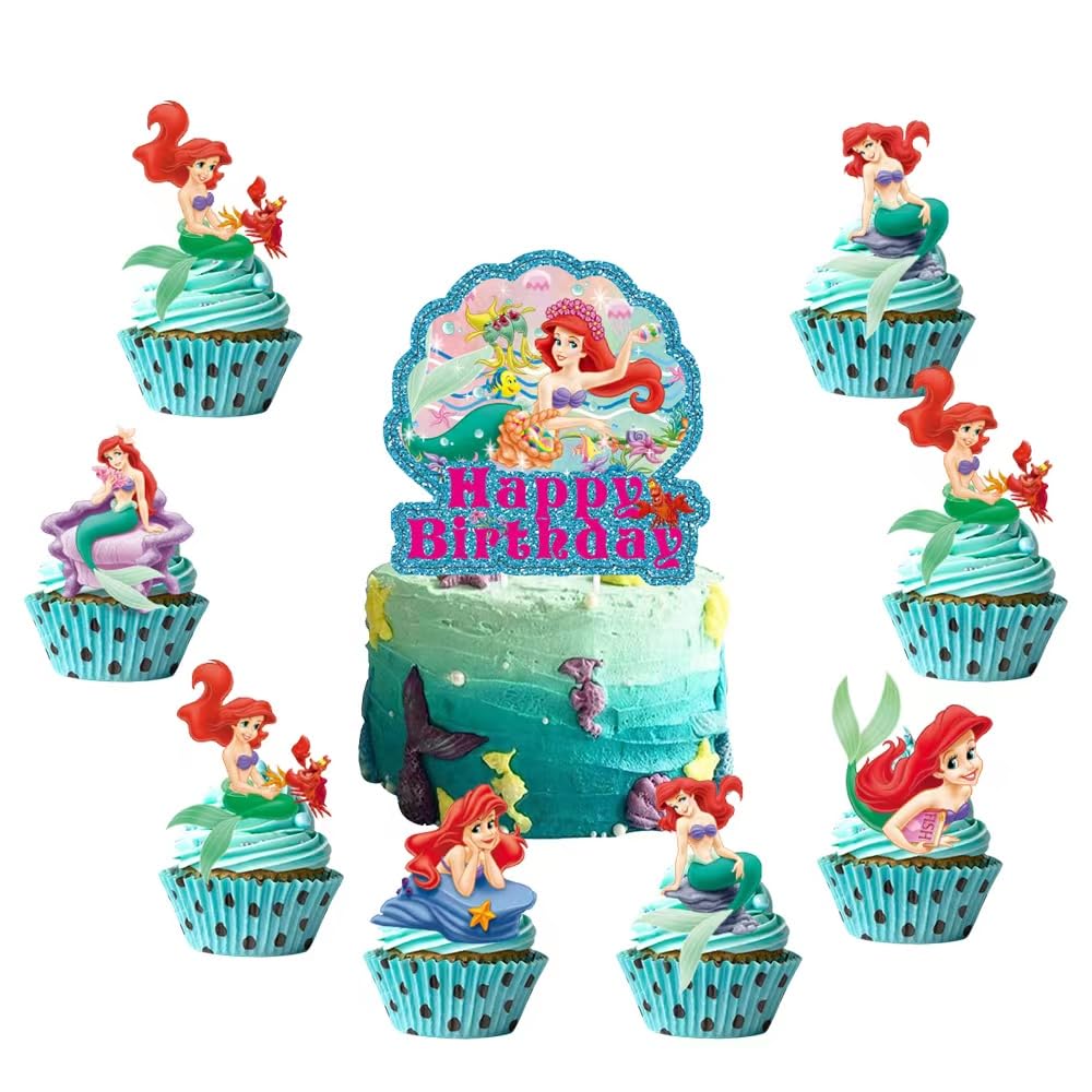 25pcs mermaid Cake Toppers Cupcake Toppers Cake Decorations,mermaid Birthday Party Supplies Decorations (3)