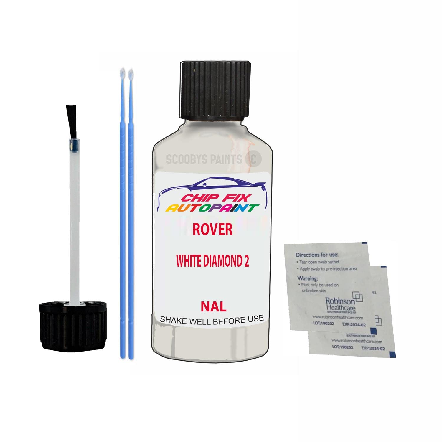 Scoobys Paints Back In The Mix White Diamond 2 Touch Up Paint For Rover Mini Nal 1994-1998 30Ml Bottle Brush Scratch Stone Chip Repair Pen
