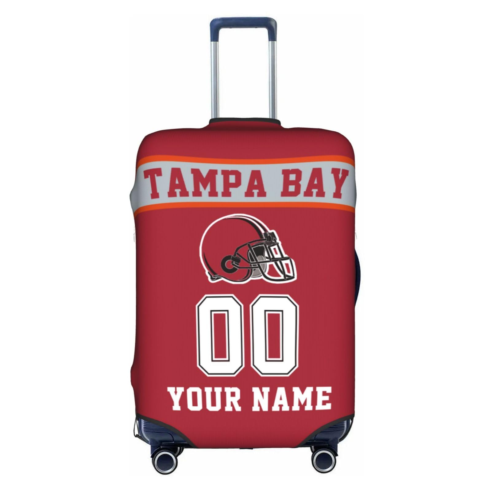 Custom Tampa Bay Luggage Cover Personalized Football Style Suitcase Cover with Name Number Customized Washable Elastic Sports Travel Suitcase Protector for Business Vacation Gifts