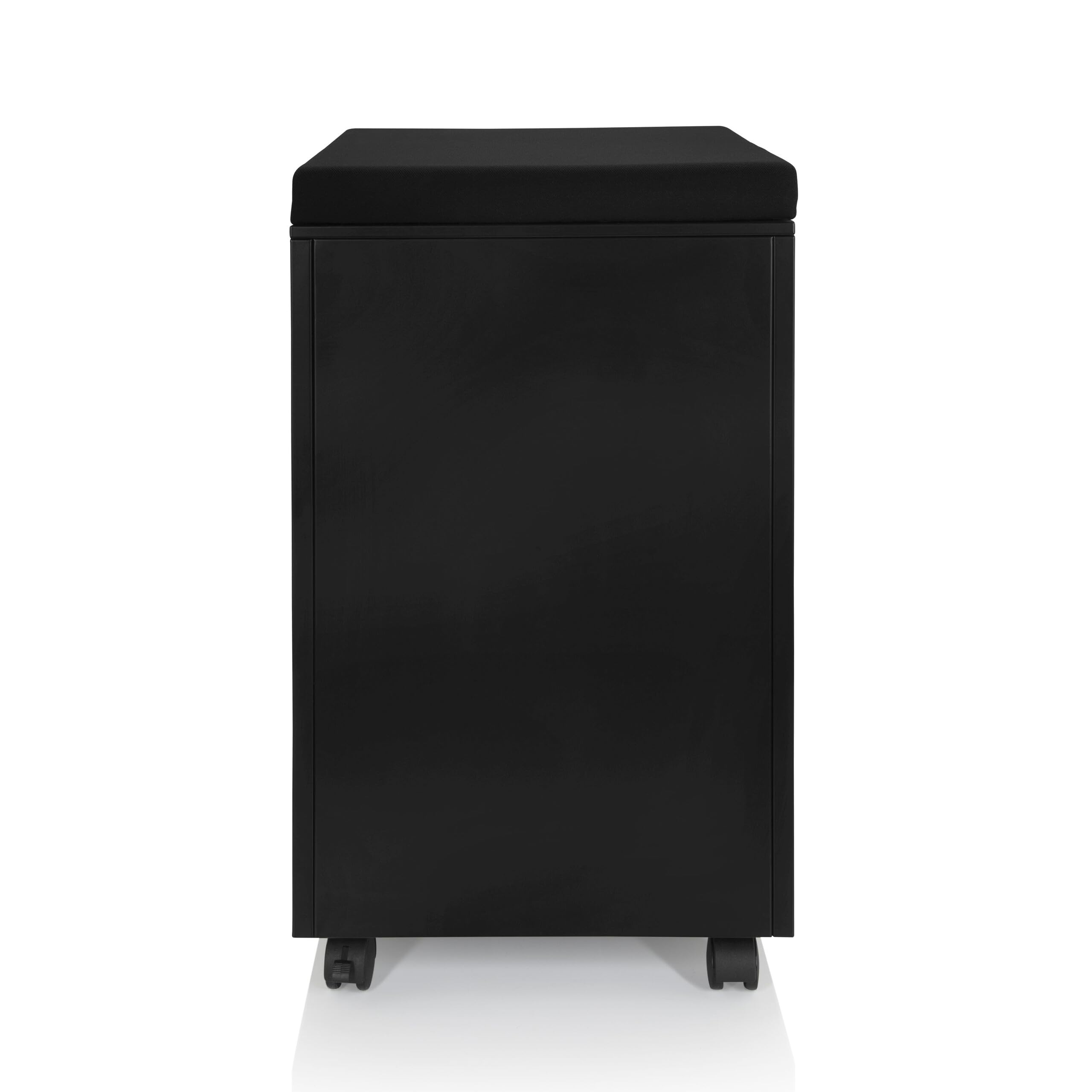 hjh OFFICE 743021 Caisson à roulettes avec Coussin d'assise Color OS Acier Noir Armoire à roulettes avec dossiers Suspendus A4, verrouillable