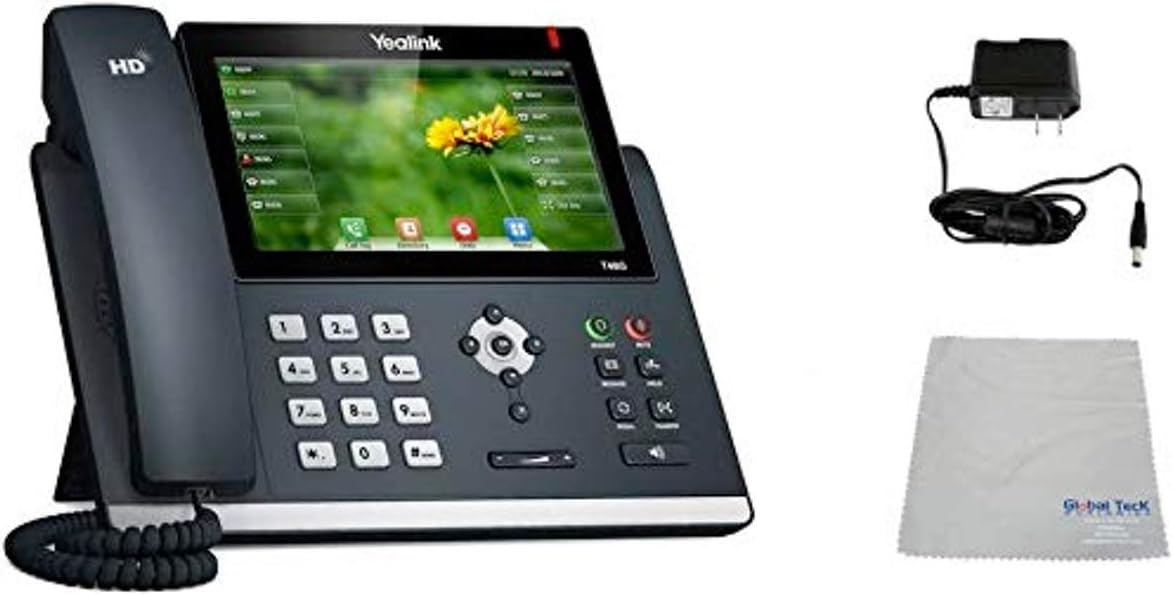 Yealink T48G SIP POE Office Phone Bundle with Power Supply and Microfiber Cloth – Requires VoIP Service – Vonage, Ring Central, 8×8, Mitel or Cloud Services (T48G Basic Bundle)