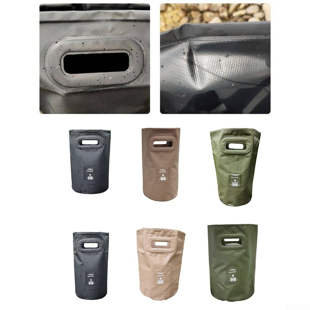 Secchio d'acqua pieghevole per campeggio e pesca, contenitore portatile pieghevole con design in PVC impermeabile, per picnic all'aperto (15 l, nero)