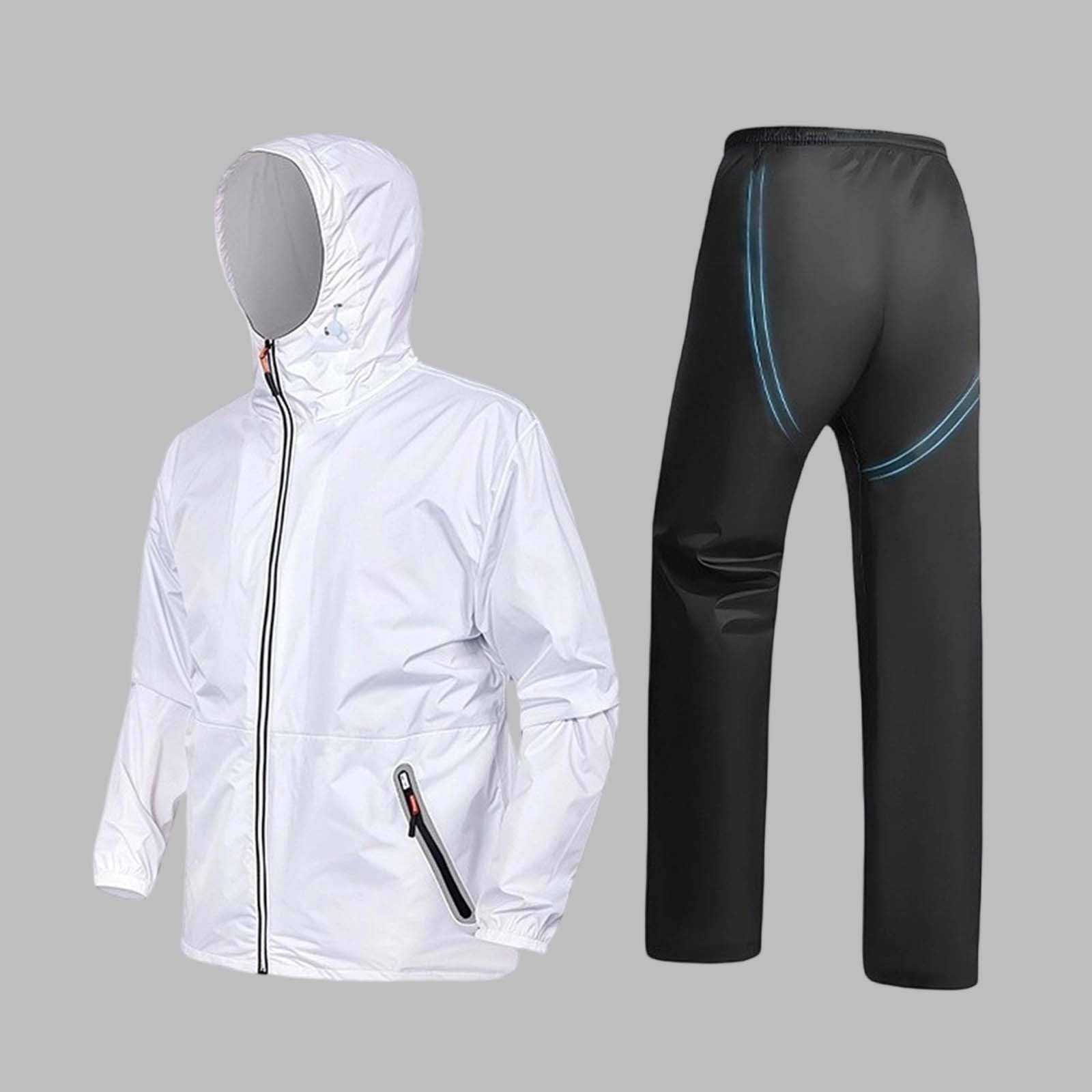 Generisch Traje de lluvia para hombre, impermeable, transpirable, chubasquero y pantalón, chubasquero ligero con pantalones de lluvia, chándal para pesca, senderismo, camping