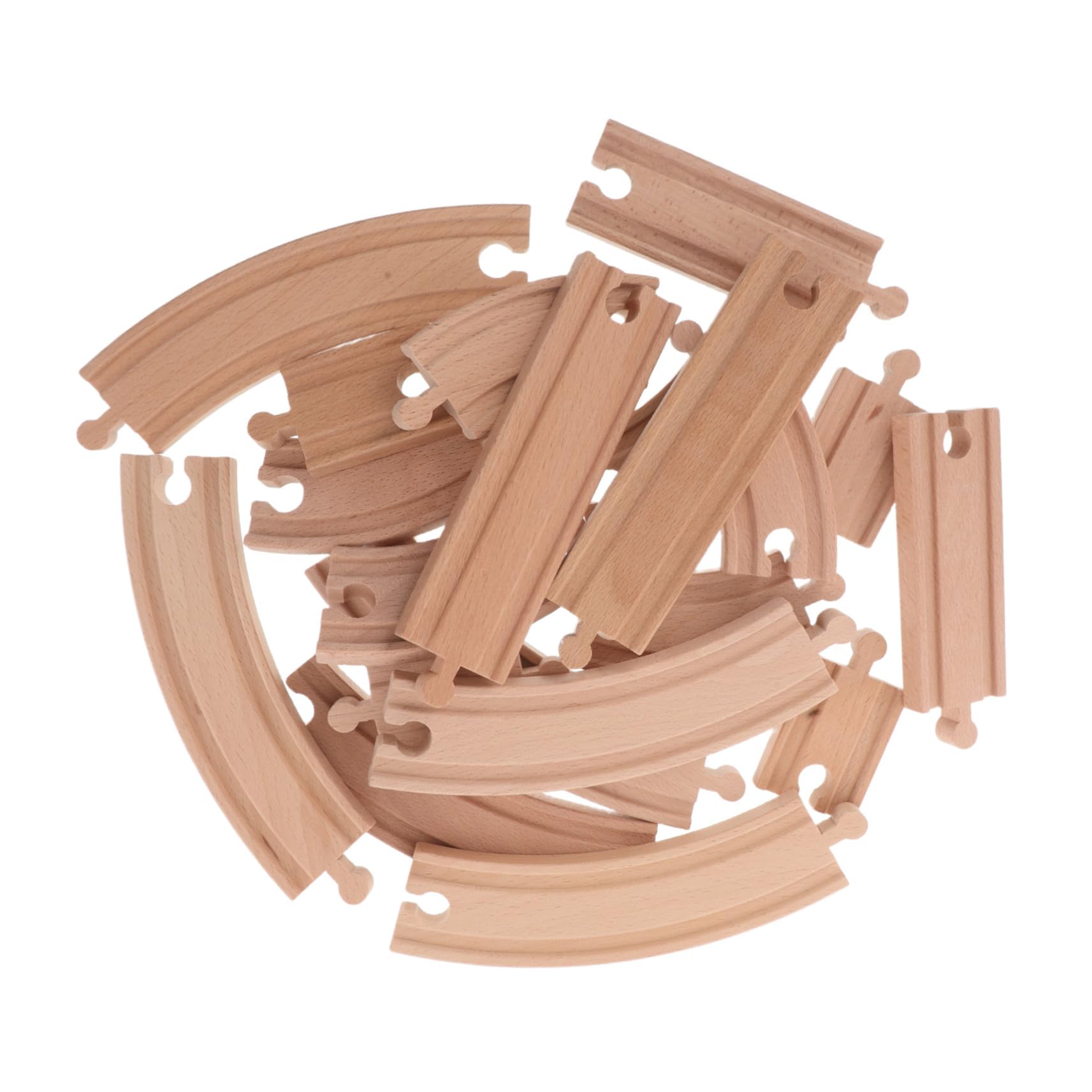 Didiseaon 20 Pezzi Binari in Legno Curvi e Dritti per Espansione Ferroviaria Accessori Creativi per Compatibile con Maggiori Marchi di Trenini Potenzia Abilità Motorie e Logiche