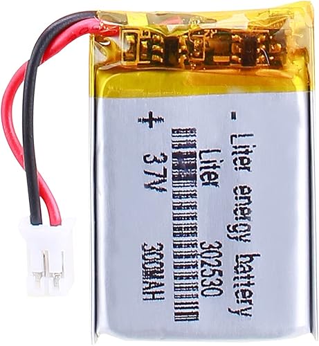 Litro 3.7V 300mAh 302530 Lipo Batería recargable Batería de iones de polímero de litio con conector JST PH 0.079 in