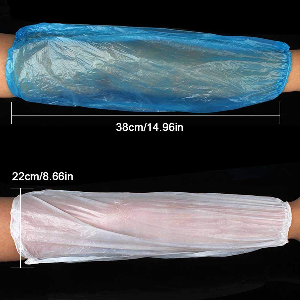 Manicotti usa e getta in polipropilene, 100 pezzi, lunghezza 38 cm, copri-maniche, polsino elasticizzato, impermeabili, da usare durante pittura, riparazioni, pulizie, tatuaggi, unisex Blue
