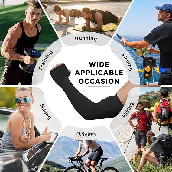 Mangas Brazos Protección UV con Pulgar para Hombre Mujer Deportes Verano Fútbol Golf Ciclismo