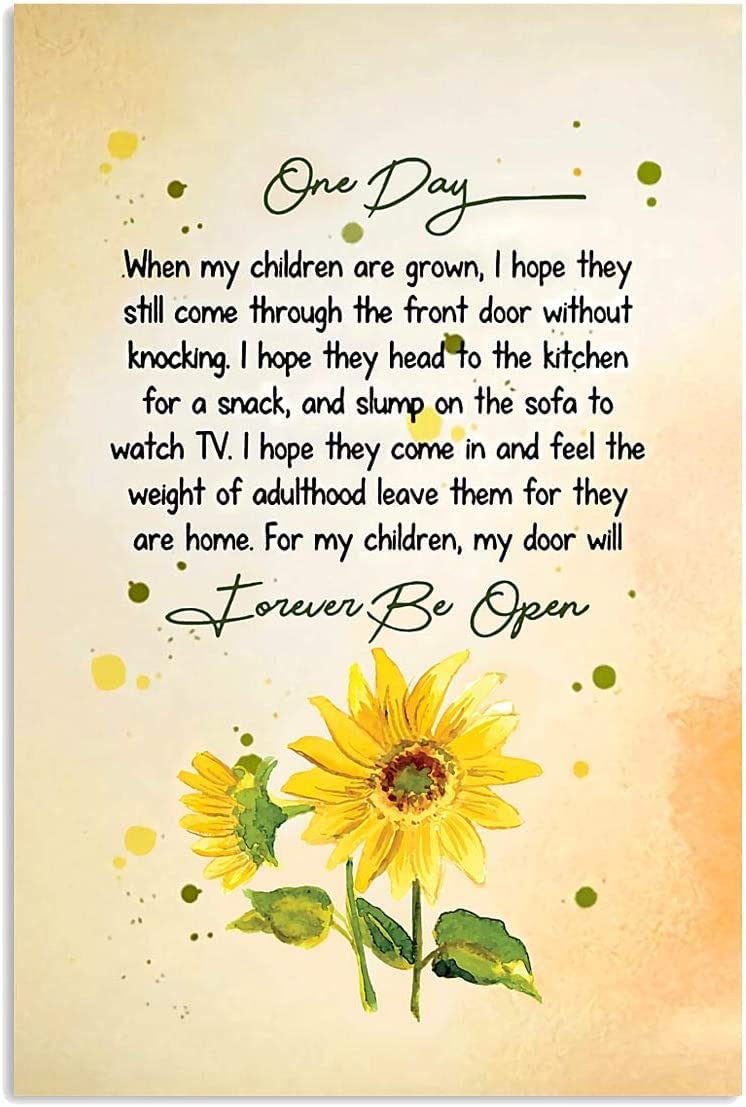 Haosensix Sunflower One Day Metal Sign Vintage Garden Decor Forever Be Open Retro Tin Poster Plaque for Home Yard Farm Club Wall Decoration 8x12 Inches