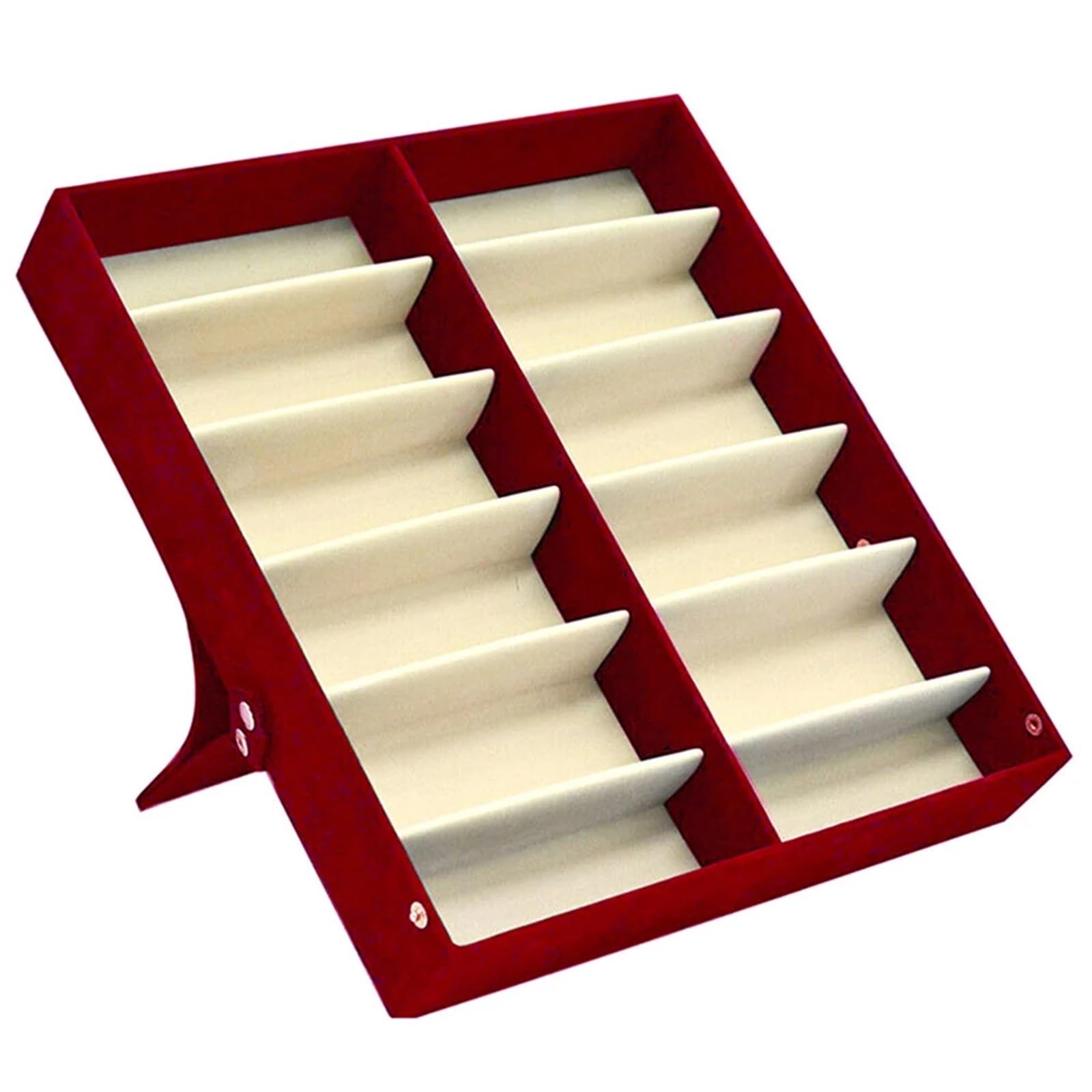 Scatola per Occhiali da Sole Vetrina for Occhiali Pieghevoli Spessi 12 Paia Scatola for Occhiali da Sole Scatola portaoggetti Organizador Rangement Cajas De Almacenamiento(Red)