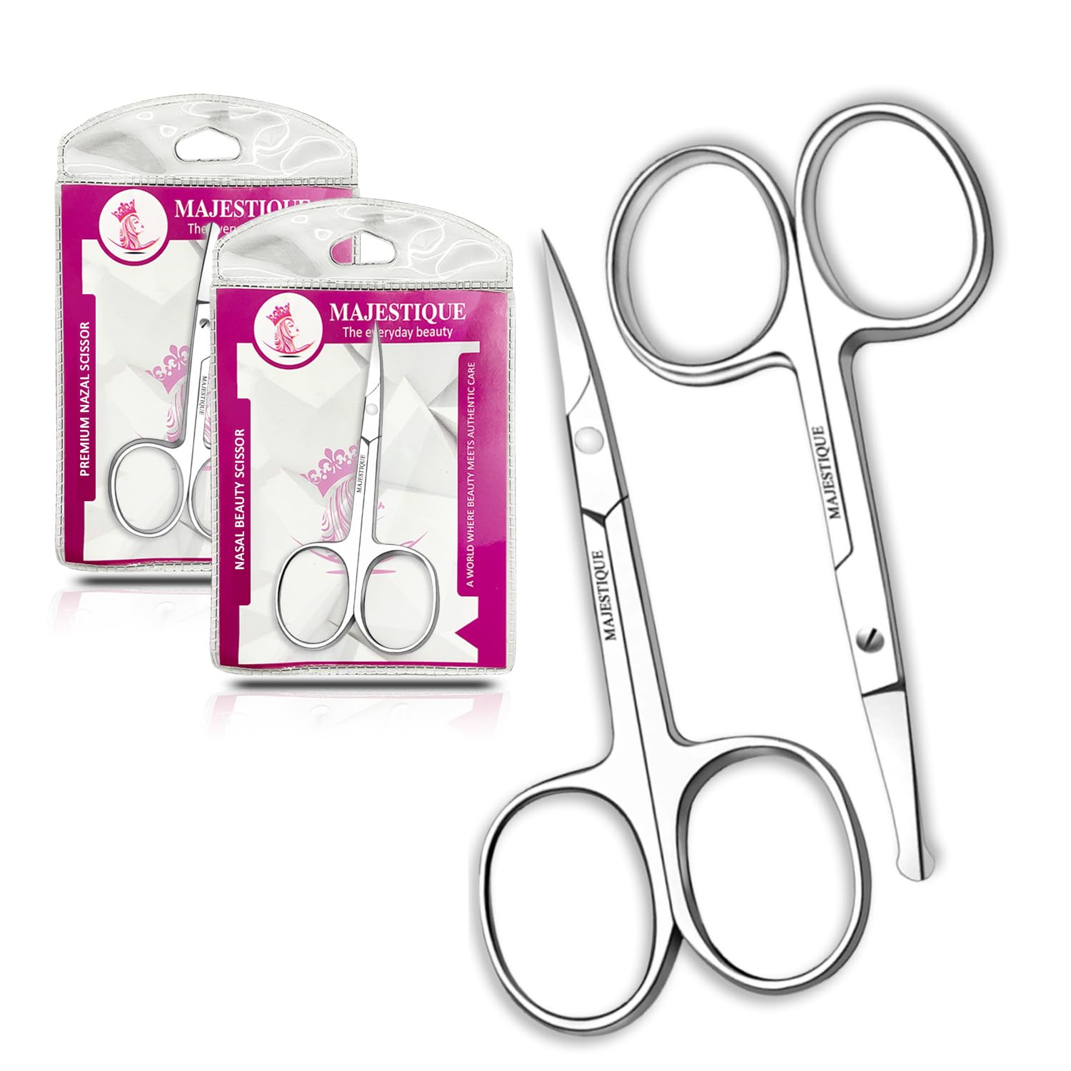 Majestique Facial Hair Scissors - Rounded and Curved - Eyebrow Scissors, Mustache, Nose Hair, Beard Trimming Scissors, Safety Use for Eyelashes and Ear Hair - Small Grooming Scissors for Women & Men (B0B5V666S7) Amazon Price History, Amazon Price Tracker