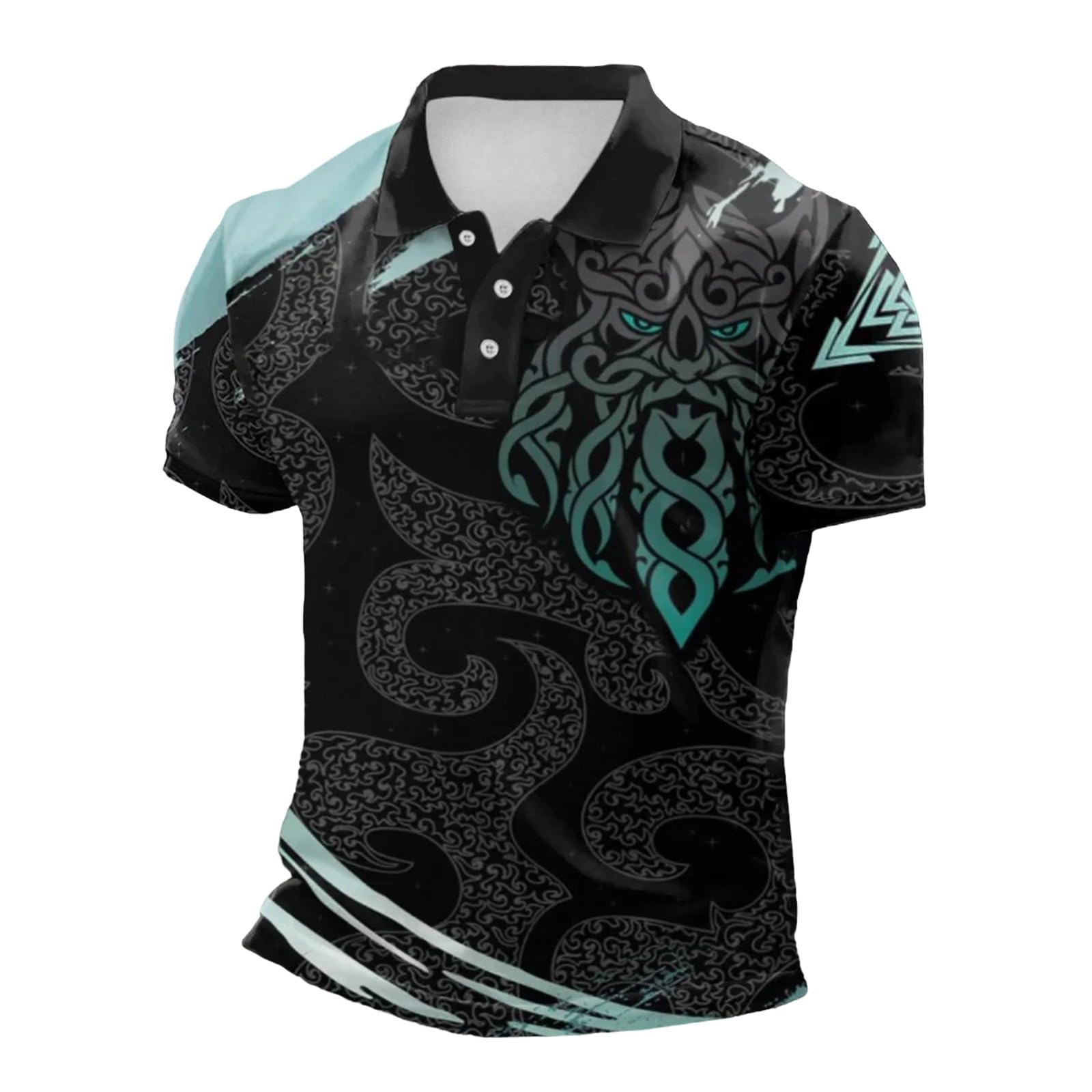 Polo Vikings homme en maille ultra fine avec imprimé 3D Valhalla - 4