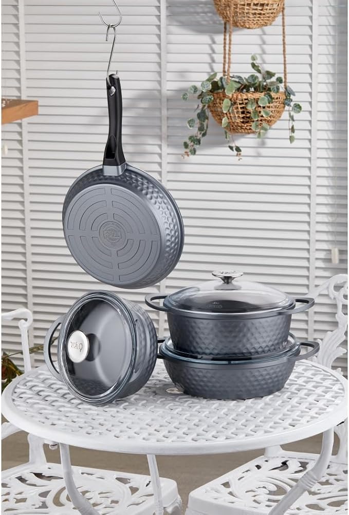 Taç Gurme Döküm 7 Parça Tencere Seti Siyah;
