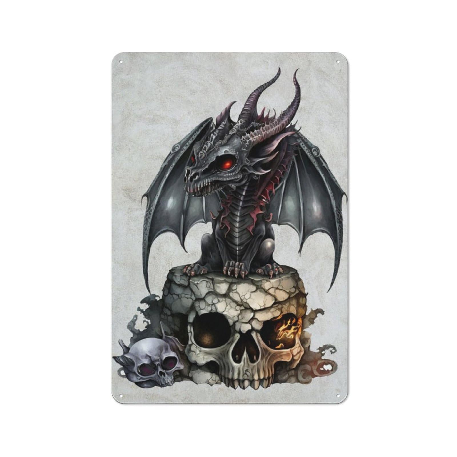 Junmoney The Black Dragon Vintage Tin Sign 30X20cm With For Garage Wall, Suited To People Furnishing A Garage