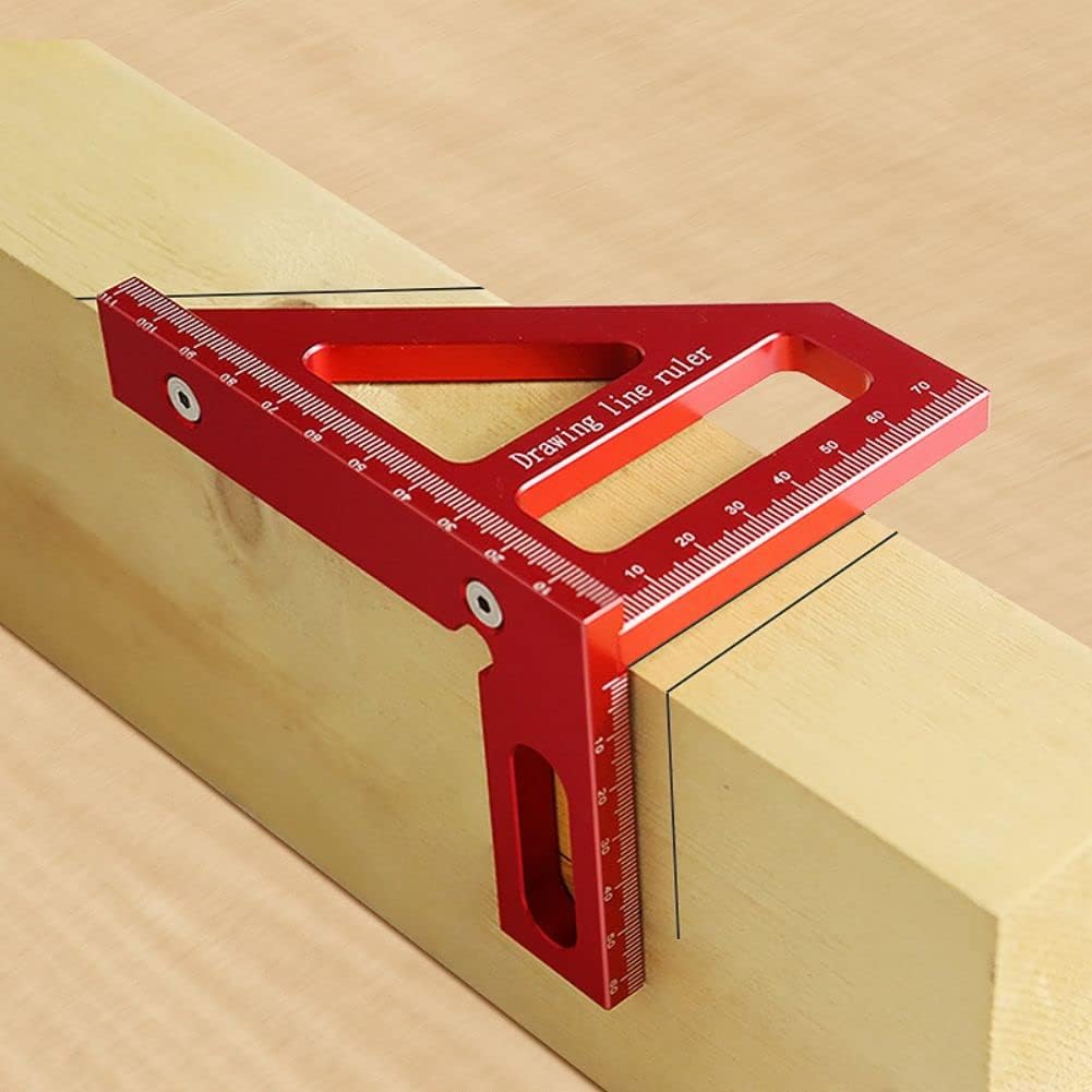 3D Multi-Angle Measuring Ruler, 45/90 Degree Aluminum Alloy Woodworking Square Protractor, Drawing Line Rulers