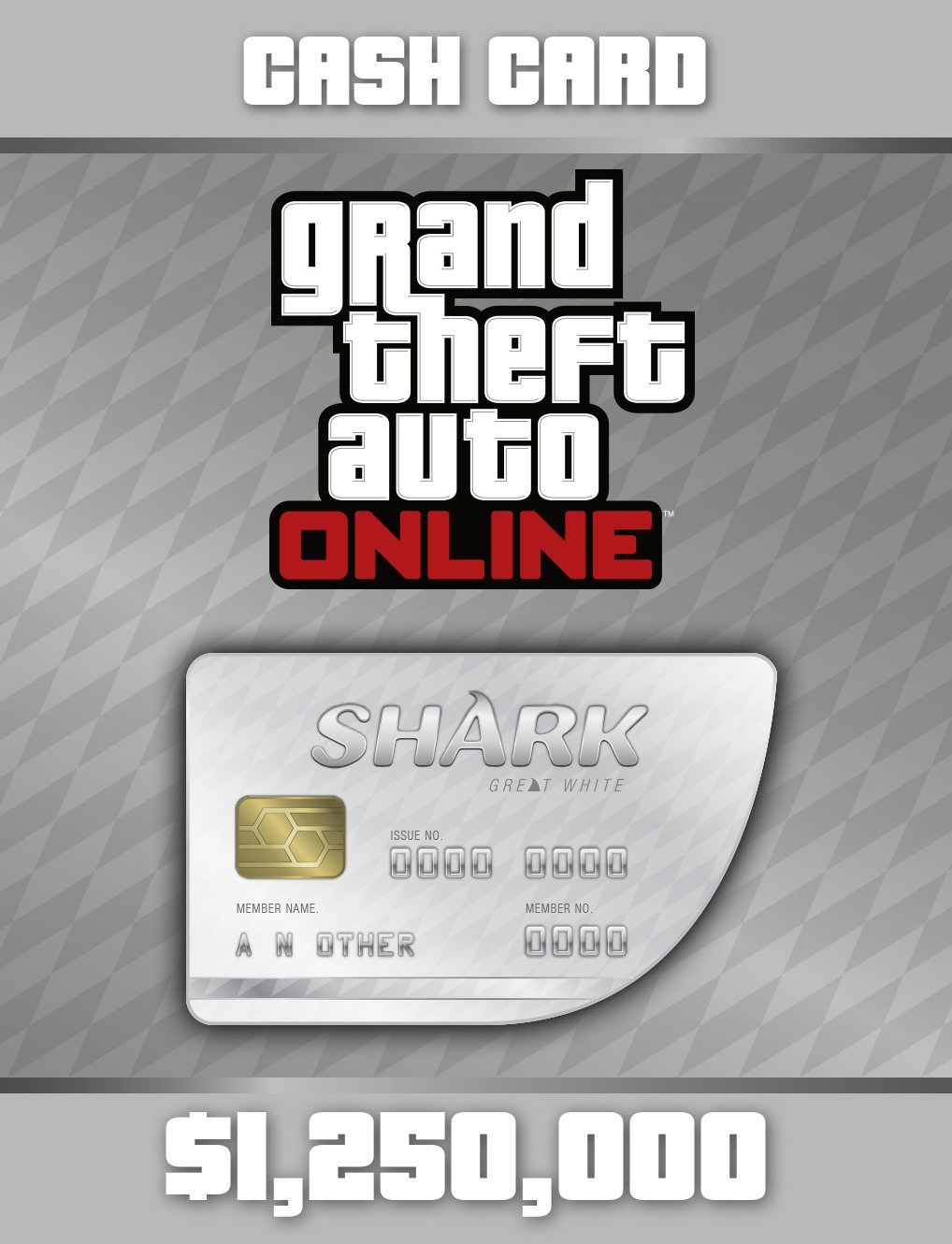 Grand Theft Auto Online | GTA V Great White Shark Cash Card | 1,250,000 GTA-Dollars [Code Jeu PC]