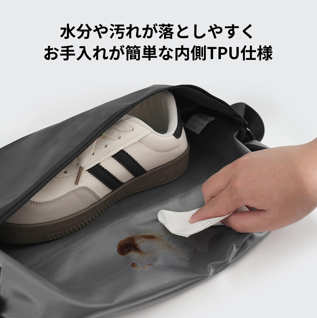 [actleis(アクレイス)] シューズバッグ 撥水 シューズケース 軽量 シューズ袋 シューズ入れ 靴入れ袋 靴袋 上履き入れ 無地 部活 スポーツ 野球 サッカー 陸上 スパイク al26010f150d-pk - 4