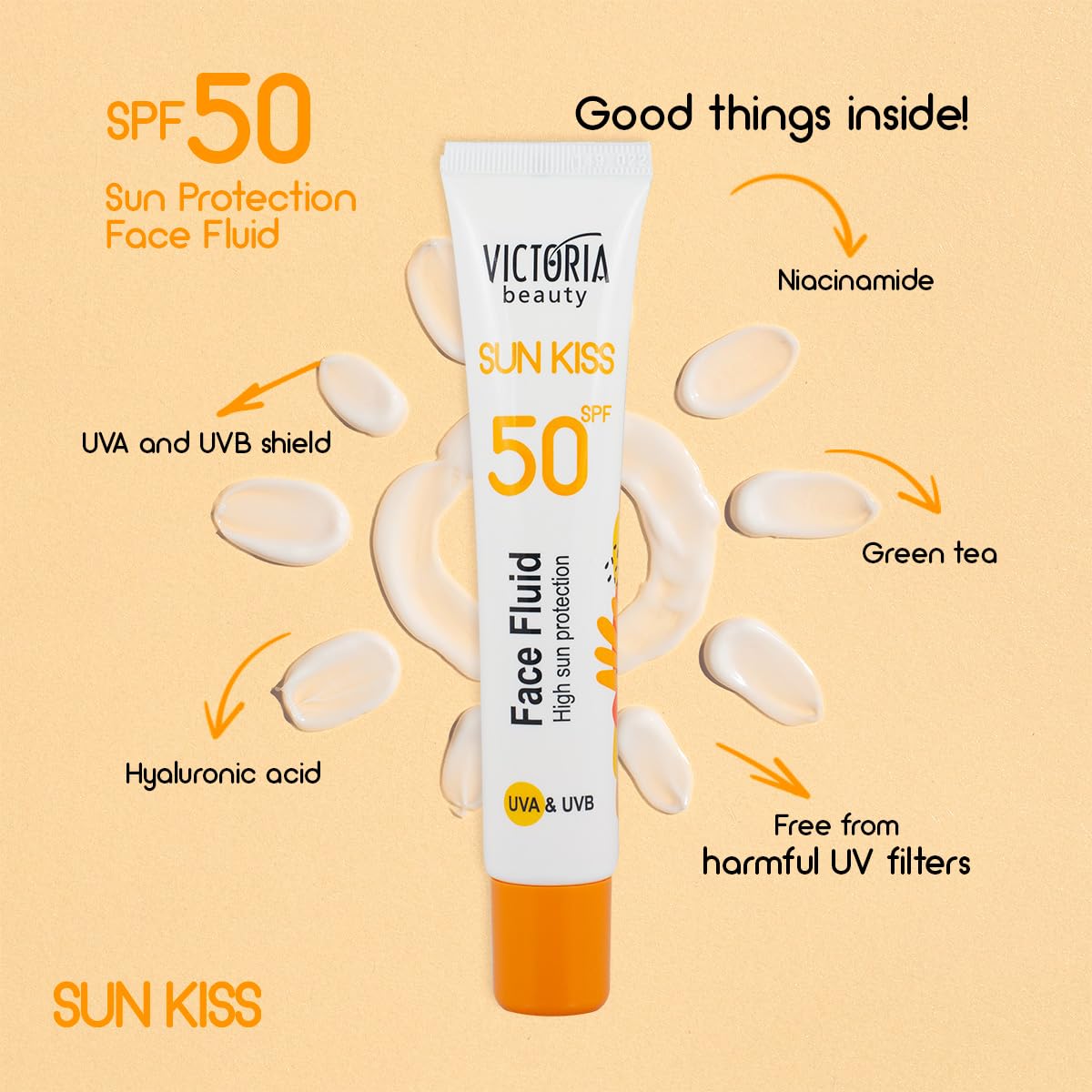 Victoria Beauty Sun Kiss SPF 50 Sunscreen for Face, Face Suncream and Facial Moisturiser with Niacinamide - Image 4