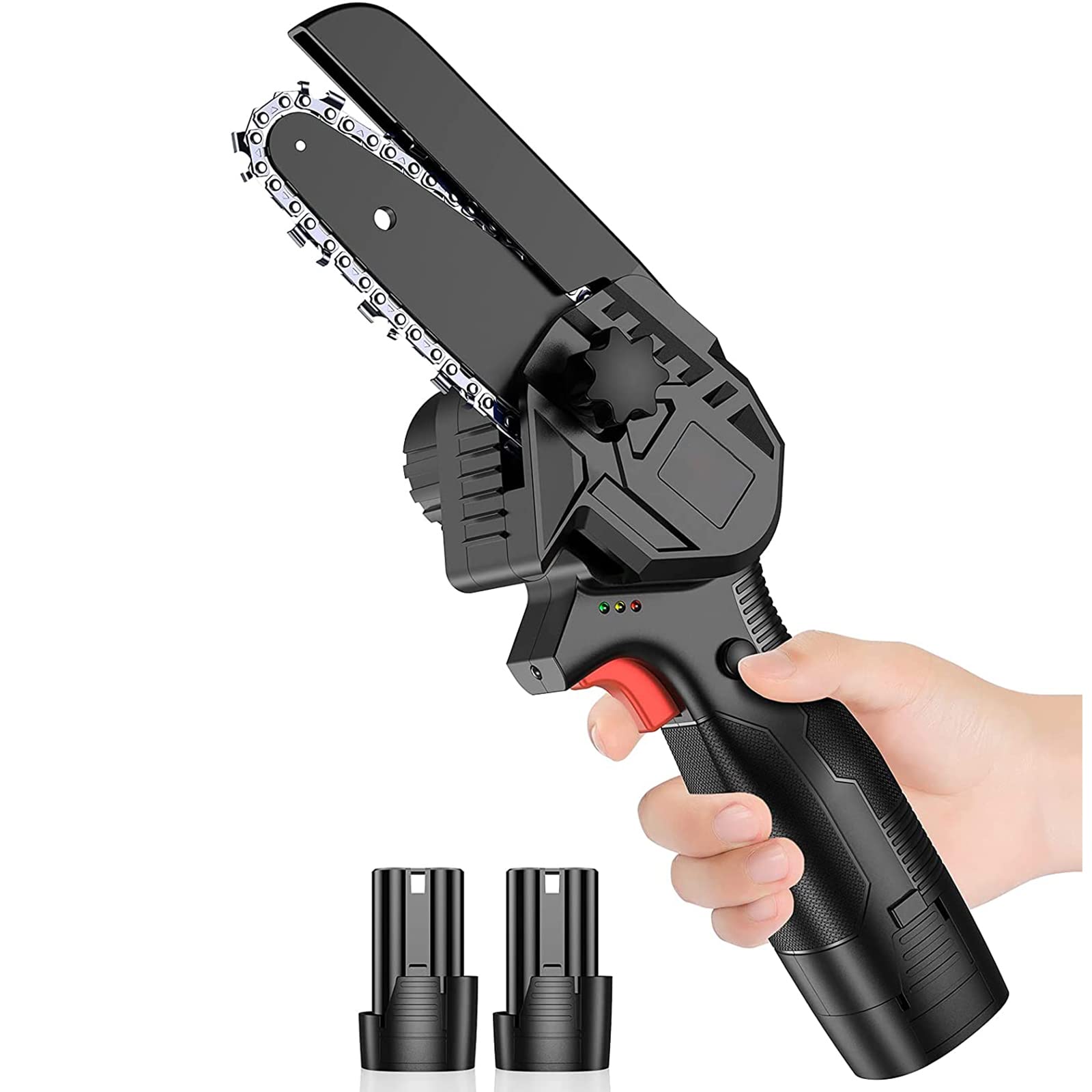 Mini Chainsaw Cordless, 4-calowa przenośna elektryczna piła łańcuchowa Zasilana z baterii jednoręczna ręczna piła łańcuchowa do ogrodnictwa, cięcie drewna gałęzi drzewa
