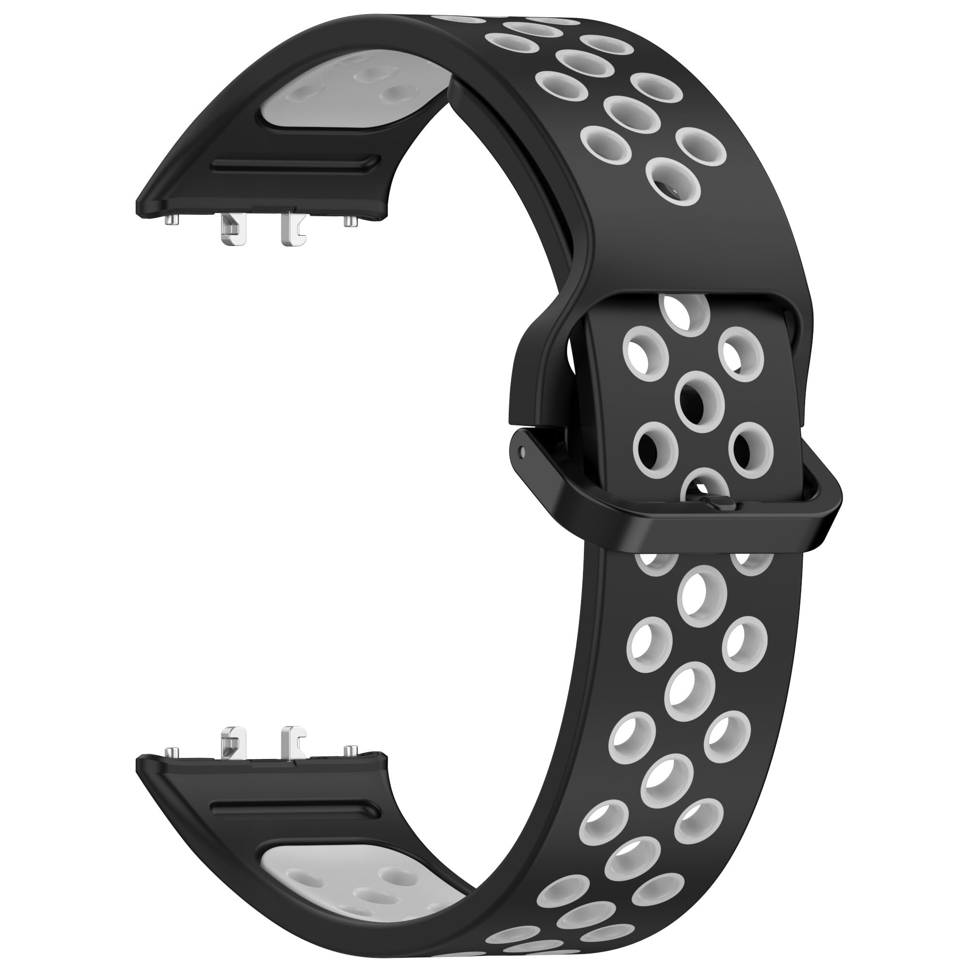 Wisely Adjustable Silicon Band Strap for Samsung Galaxy Fit 3 Straps Watch Silicone Replacement Band Bracelet, Black/Gre