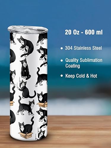 Miniatura 4 de WIRESTER Vaso recto de acero inoxidable de 20 onzas con tapa y popote de plástico, vaso de viaje para bebidas frías y calientes, posturas divertidas