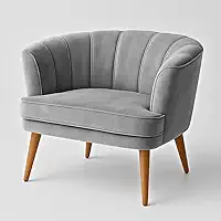 Poltrona Cadeira para Sala de Estar Confortável Tecido VeludoMOBLAN decor (Cinza)