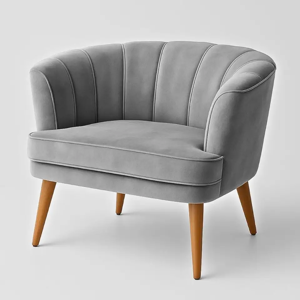 Poltrona Cadeira para Sala de Estar Confortável Tecido VeludoMOBLAN decor (Cinza)