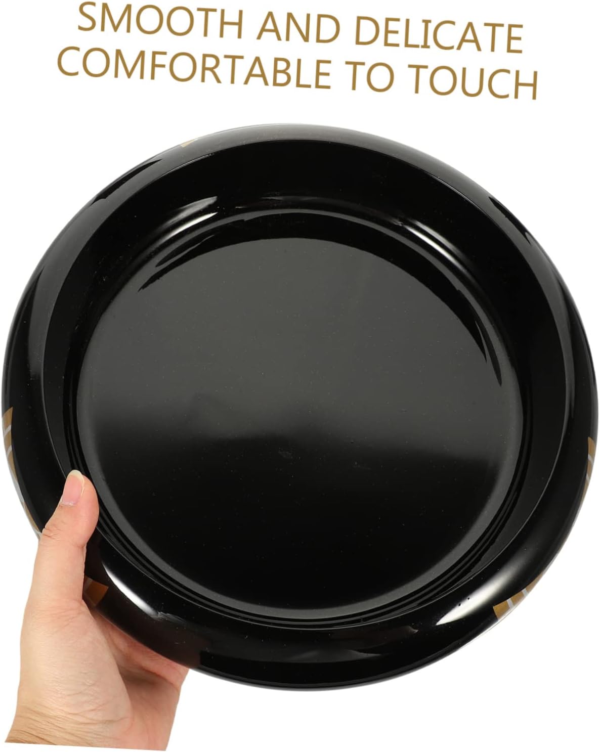 3pcs Sushi Plate Serving Tray Round Platter Gold Round Tray Sushi Serving Kitchen Serving Plates Ceramic Serving Tray Sushi Accessories Multi-function Sushi Dish Sushi Tray(Blackx3pcs,28X28X6CMx3pcs)