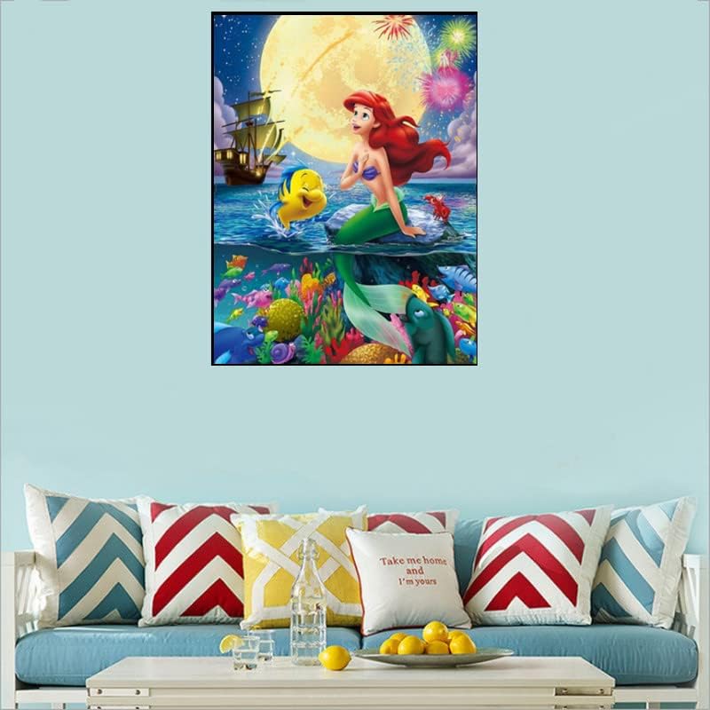 Jttxiu 5D DIY Diamond Art Painting Kit Full Drill, Colorful Diamond Art Craft Crystal Embroidery Cross Stitch Pictures Paintings by Numbers for Kids Adults Gifts Home Wall Decoration - Mermaid2