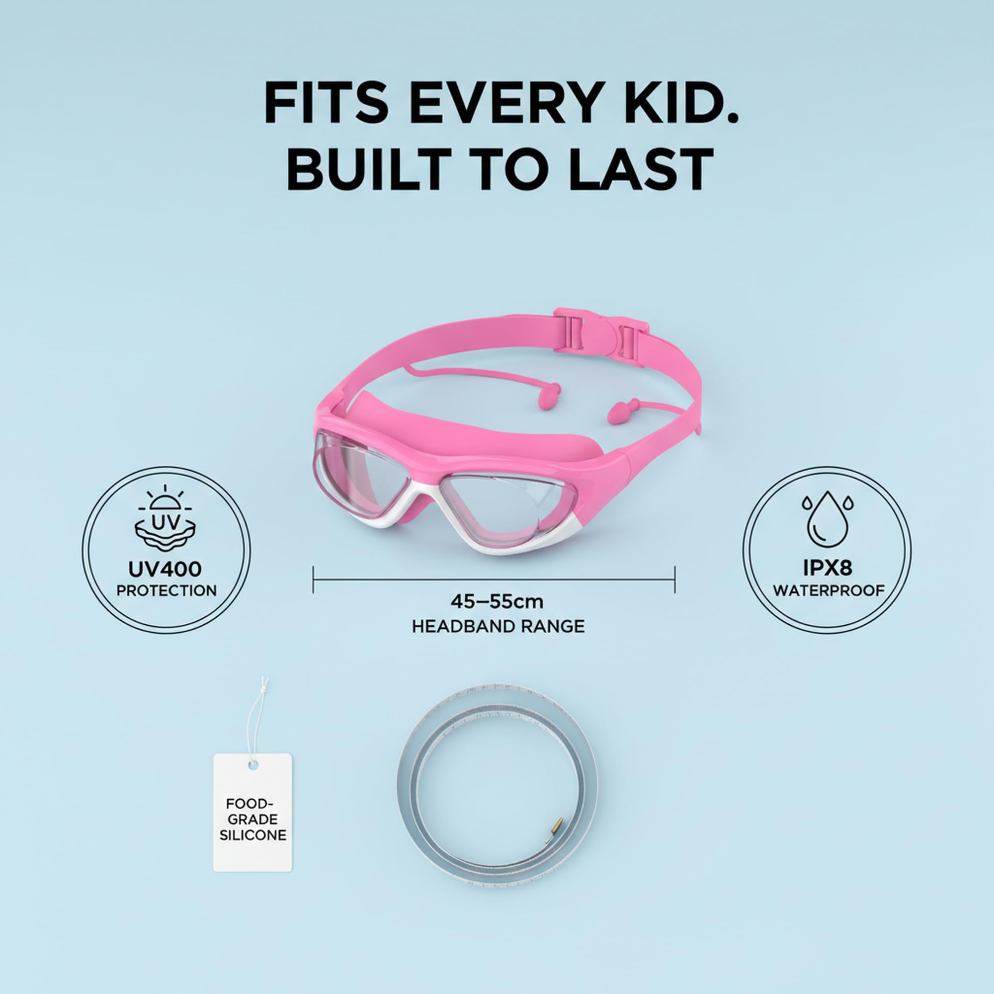 Lunettes de Natation Anti-Buée pour Usage Général | Protection UV, Imperméables, Joint en Silicone | Lunettes de Natation pour Enfants de 6 à 14 Ans - 3