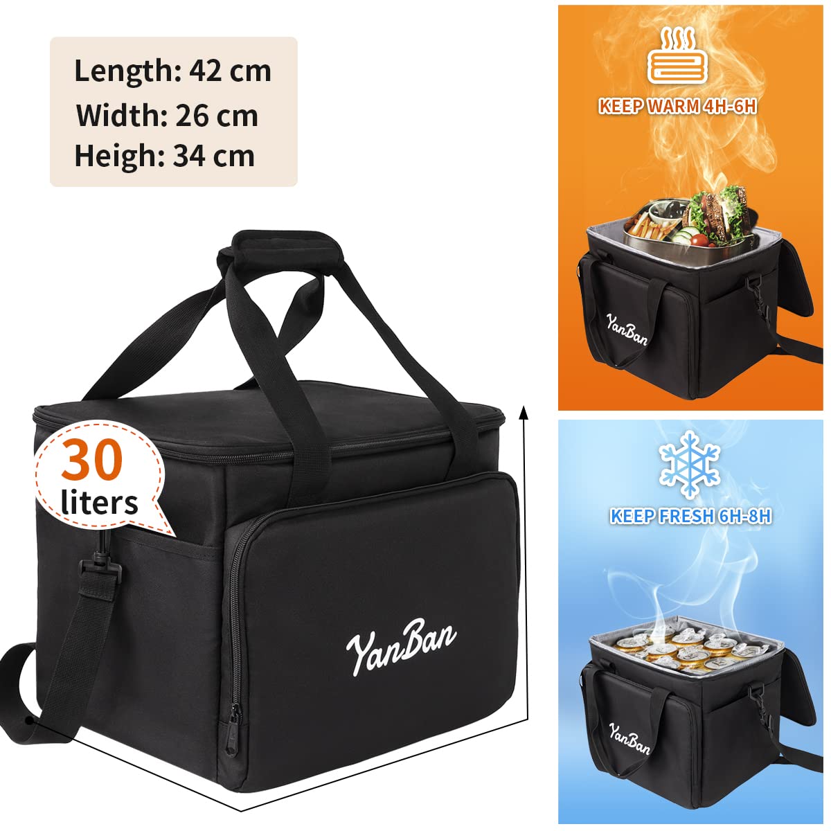 Borsa Termica 30L per Picnic, Barbecue, Campeggio e Ufficio